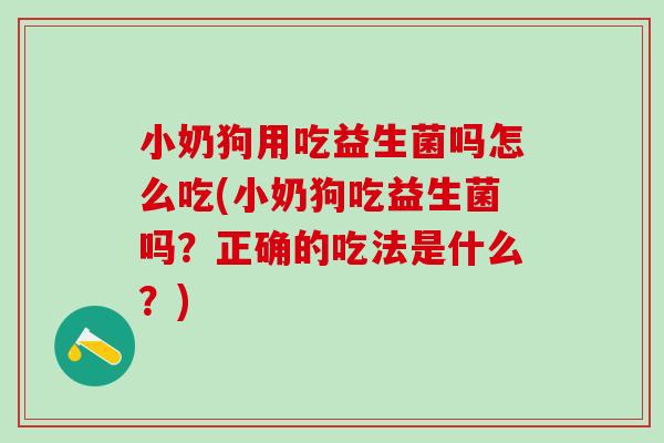 小奶狗用吃益生菌吗怎么吃(小奶狗吃益生菌吗?正确的吃法是什么?) 小奶狗用吃益生菌吗怎么吃(小奶狗吃益生菌吗?正确的吃法是什么?)