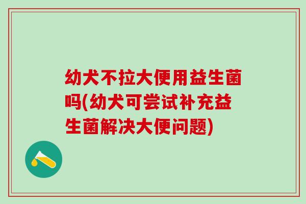 幼犬不拉大便用益生菌吗(幼犬可尝试补充益生菌解决大便问题) 幼犬不拉大便用益生菌吗(幼犬可尝试补充益生菌解决大便问题)