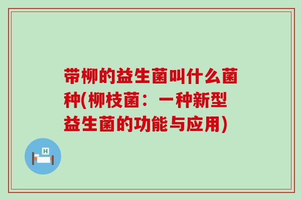 带柳的益生菌叫什么菌种(柳枝菌：一种新型益生菌的功能与应用)