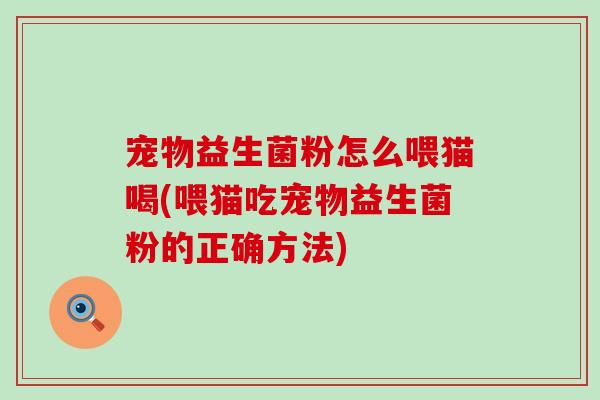 宠物益生菌粉怎么喂猫喝(喂猫吃宠物益生菌粉的正确方法) 宠物益生菌粉怎么喂猫喝(喂猫吃宠物益生菌粉的正确方法)