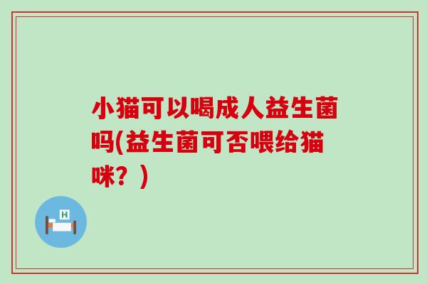 小猫可以喝成人益生菌吗(益生菌可否喂给猫咪？)