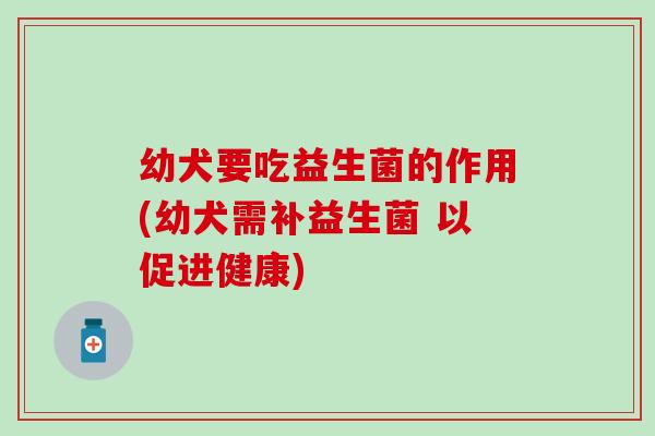 幼犬要吃益生菌的作用(幼犬需补益生菌 以促进健康)