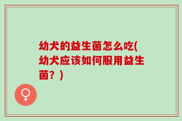 幼犬的益生菌怎么吃(幼犬应该如何服用益生菌？)