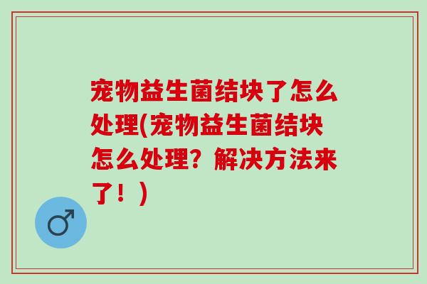宠物益生菌结块了怎么处理(宠物益生菌结块怎么处理?解决方法来了!) 宠物益生菌结块了怎么处理(宠物益生菌结块怎么处理?解决方法来了!)