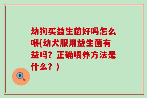 幼狗买益生菌好吗怎么喂(幼犬服用益生菌有益吗?正确喂养方法是什么?) 幼狗买益生菌好吗怎么喂(幼犬服用益生菌有益吗?正确喂养方法是什么?)