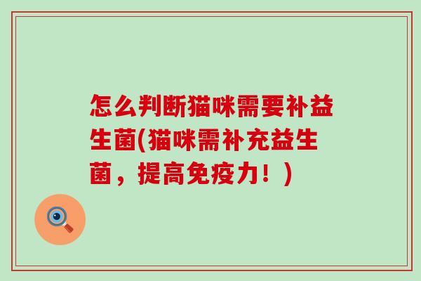 怎么判断猫咪需要补益生菌(猫咪需补充益生菌，提高力！)