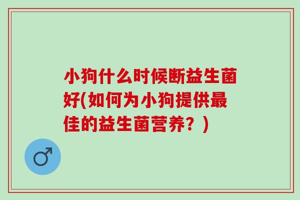 小狗什么时候断益生菌好(如何为小狗提供佳的益生菌营养?) 小狗什么时候断益生菌好(如何为小狗提供佳的益生菌营养?)