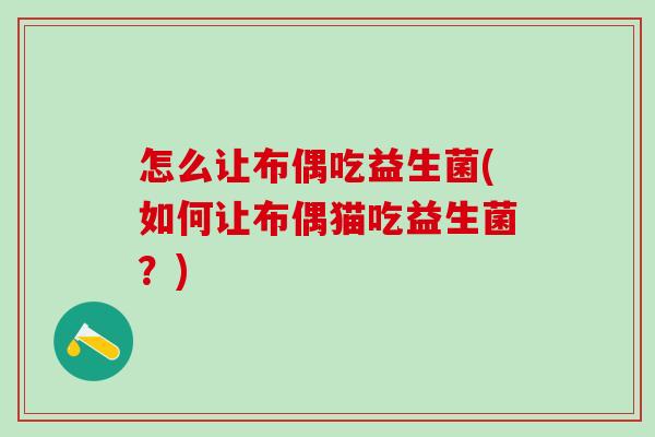 怎么让布偶吃益生菌(如何让布偶猫吃益生菌？)