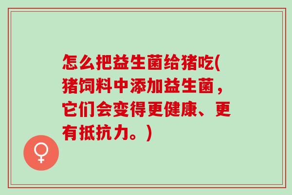 怎么把益生菌给猪吃(猪饲料中添加益生菌，它们会变得更健康、更有。)