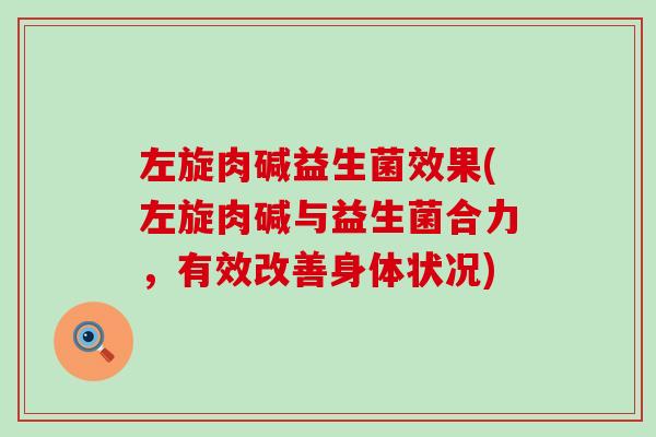 左旋肉碱益生菌效果(左旋肉碱与益生菌合力，有效改善身体状况)