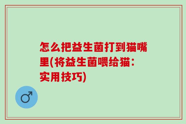 怎么把益生菌打到猫嘴里(将益生菌喂给猫:实用技巧) 怎么把益生菌打到猫嘴里(将益生菌喂给猫:实用技巧)