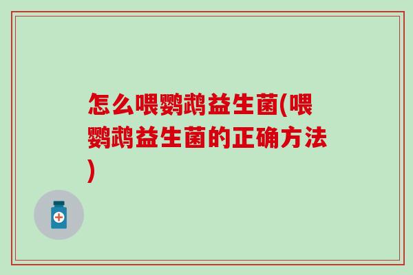 怎么喂鹦鹉益生菌(喂鹦鹉益生菌的正确方法)