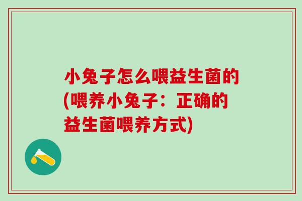 小兔子怎么喂益生菌的(喂养小兔子:正确的益生菌喂养方式) 小兔子怎么喂益生菌的(喂养小兔子:正确的益生菌喂养方式)