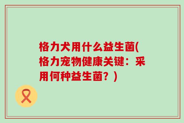 格力犬用什么益生菌(格力宠物健康关键：采用何种益生菌？)