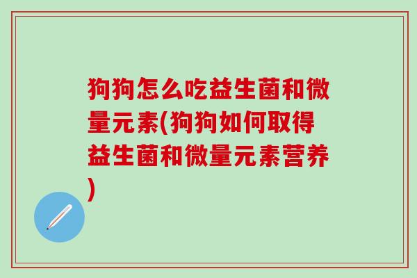 狗狗怎么吃益生菌和微量元素(狗狗如何取得益生菌和微量元素营养) 狗狗怎么吃益生菌和微量元素(狗狗如何取得益生菌和微量元素营养)