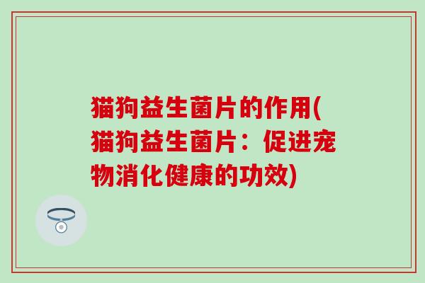 猫狗益生菌片的作用(猫狗益生菌片:促进宠物消化健康的功效) 猫狗益生菌片的作用(猫狗益生菌片:促进宠物消化健康的功效)