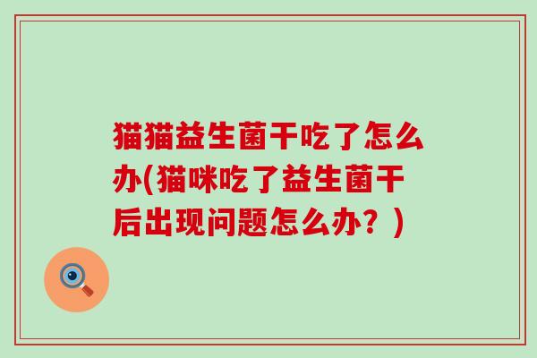 猫猫益生菌干吃了怎么办(猫咪吃了益生菌干后出现问题怎么办？)