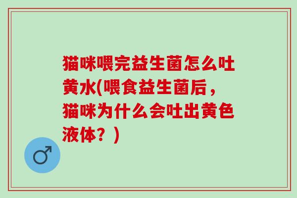 猫咪喂完益生菌怎么吐黄水(喂食益生菌后,猫咪为什么会吐出黄色液体?) 猫咪喂完益生菌怎么吐黄水(喂食益生菌后,猫咪为什么会吐出黄色液体?)