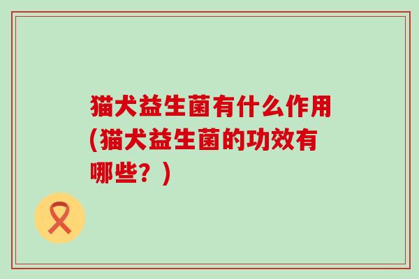 猫犬益生菌有什么作用(猫犬益生菌的功效有哪些？)