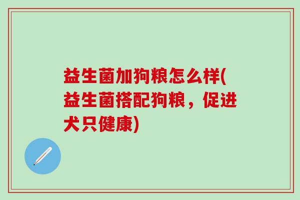 益生菌加狗粮怎么样(益生菌搭配狗粮，促进犬只健康)