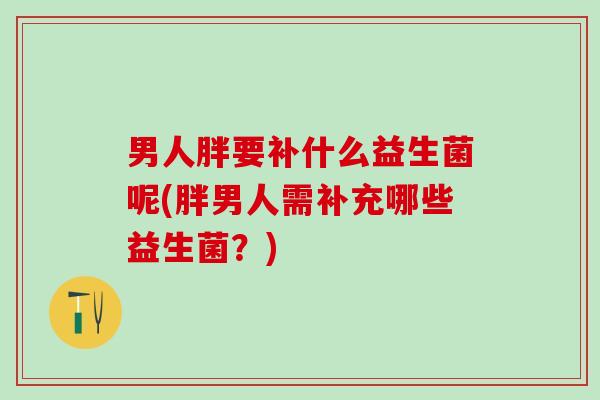 男人胖要补什么益生菌呢(胖男人需补充哪些益生菌?) 男人胖要补什么益生菌呢(胖男人需补充哪些益生菌?)
