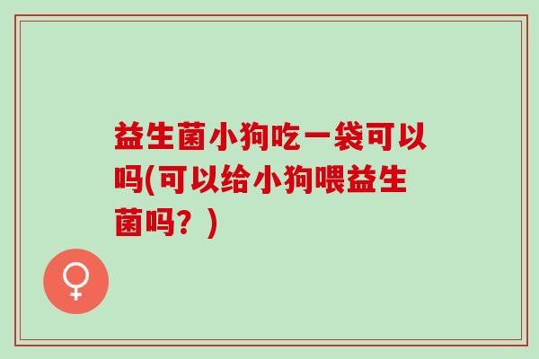 益生菌小狗吃一袋可以吗(可以给小狗喂益生菌吗?) 益生菌小狗吃一袋可以吗(可以给小狗喂益生菌吗?)