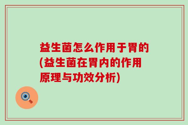 益生菌怎么作用于胃的(益生菌在胃内的作用原理与功效分析) 益生菌怎么作用于胃的(益生菌在胃内的作用原理与功效分析)