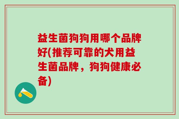 益生菌狗狗用哪个品牌好(推荐可靠的犬用益生菌品牌,狗狗健康必备) 益生菌狗狗用哪个品牌好(推荐可靠的犬用益生菌品牌,狗狗健康必备)