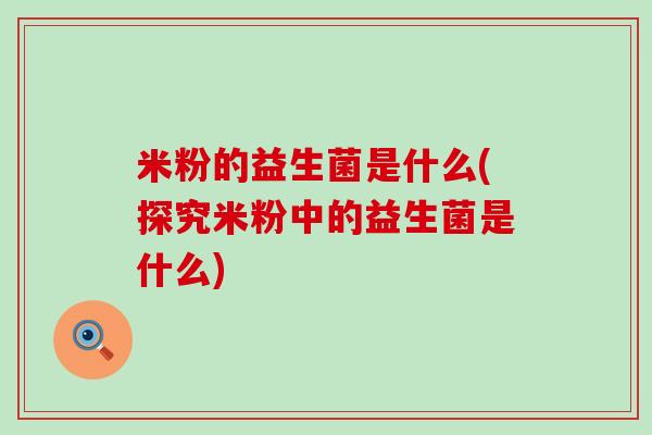 米粉的益生菌是什么(探究米粉中的益生菌是什么)