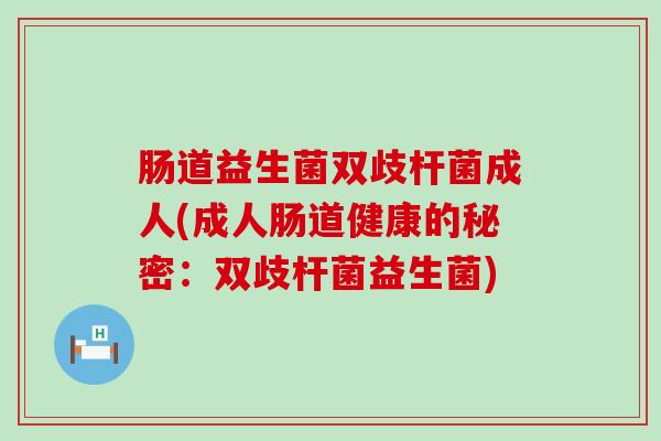 肠道益生菌双歧杆菌成人(成人肠道健康的秘密：双歧杆菌益生菌)