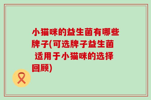 小猫咪的益生菌有哪些牌子(可选牌子益生菌 适用于小猫咪的选择回顾)