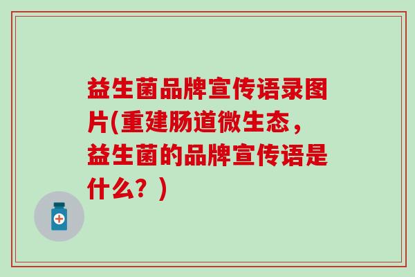 益生菌品牌宣传语录图片(重建肠道微生态,益生菌的品牌宣传语是什么?) 益生菌品牌宣传语录图片(重建肠道微生态,益生菌的品牌宣传语是什么?)