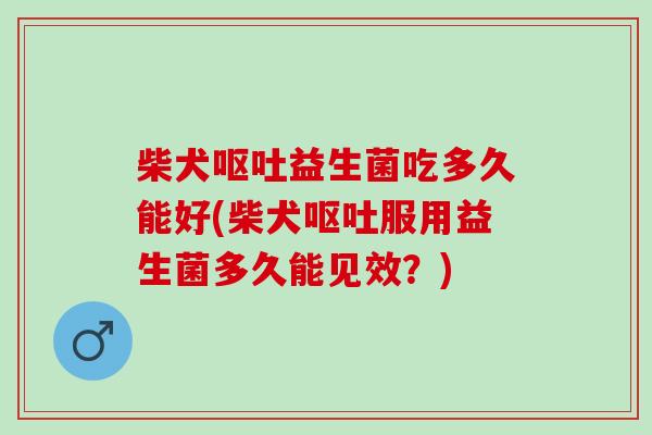 柴犬益生菌吃多久能好(柴犬服用益生菌多久能见效?) 柴犬益生菌吃多久能好(柴犬服用益生菌多久能见效?)