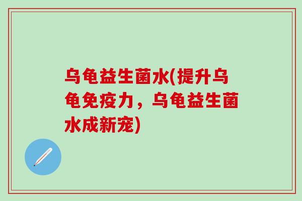 乌龟益生菌水(提升乌龟力,乌龟益生菌水成新宠) 乌龟益生菌水(提升乌龟力,乌龟益生菌水成新宠)