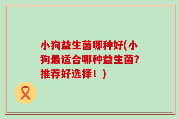 小狗益生菌哪种好(小狗适合哪种益生菌？推荐好选择！)